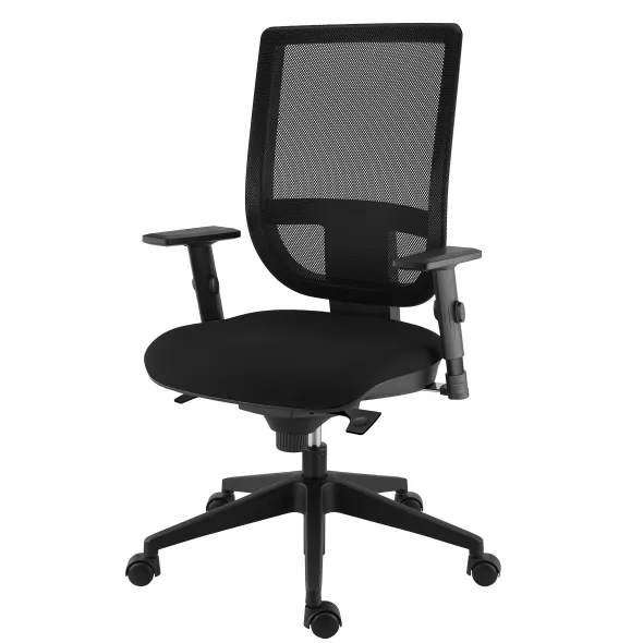 Fauteuil de bureau Tertio S - assise tissu noir panthère 009 - dossier résille noir - roulette pour sol dur