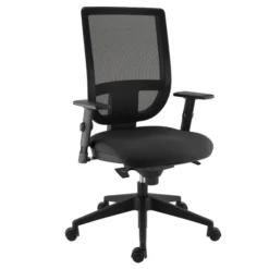 Fauteuil de bureau Tertio S - assise tissu noir panthère 009 - dossier résille noir - roulette pour sol dur