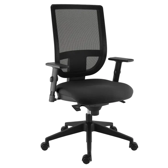 Fauteuil de bureau Tertio S - assise tissu noir panthère 009 - dossier résille noir - roulette pour sol dur