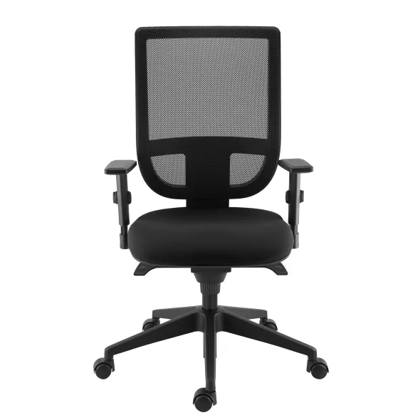 Fauteuil de bureau Tertio S - assise tissu noir panthère 009 - dossier résille noir - roulette pour sol dur