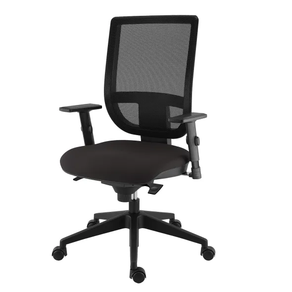 Fauteuil de bureau Tertio S - assise tissu gris anthracite 172 - dossier résille noir - roulettes sol dur