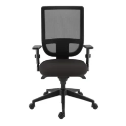 Fauteuil de bureau Tertio S - assise tissu gris anthracite 172 - dossier résille noir - roulettes sol dur