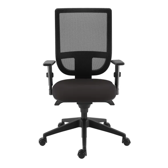 Fauteuil de bureau Tertio S - assise tissu gris anthracite 172 - dossier résille noir - roulettes sol dur