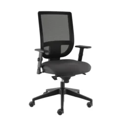 Fauteuil de bureau Tertio S - assise tissu gris anthracite 172 - dossier résille noir - roulettes sol dur