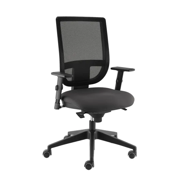 Fauteuil de bureau Tertio S - assise tissu gris anthracite 172 - dossier résille noir - roulettes sol dur