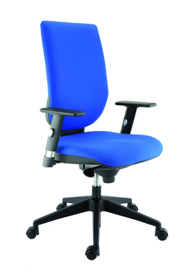 Fauteuil de bureau Tertio - tissu bleu saphir 082 - Roulette sol dur