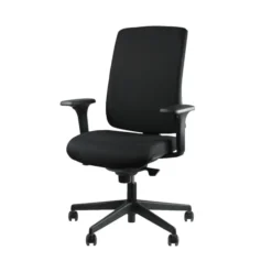 Fauteuil de bureau Vita T - assise et dossier tissu noir roulette sol dur