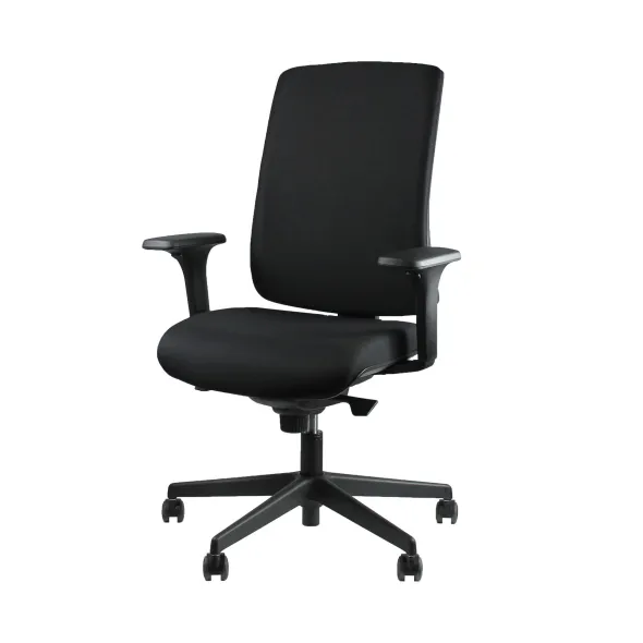 Fauteuil de bureau Vita T - assise et dossier tissu noir roulette sol dur