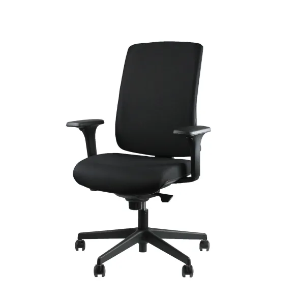 Fauteuil de bureau Vita T - assise et dossier tissu noir roulette sol dur - délai court