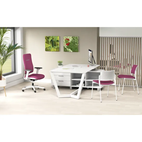 Fauteuil de bureau WI-MAX - tissu - structure blanche
