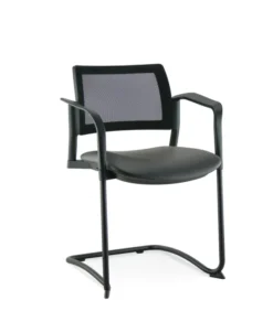 Fauteuil de réunion luge Kyos - assise textile enduit grainé - dossier résille - piétement époxy - lot de 2