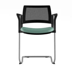 Fauteuil de réunion luge Kyos - assise textile enduit grainé - dossier résille - piétement époxy - lot de 2