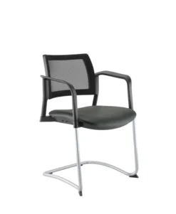 Fauteuil de réunion luge Kyos - assise textile enduit grainé - dossier résille - piétement époxy - lot de 2