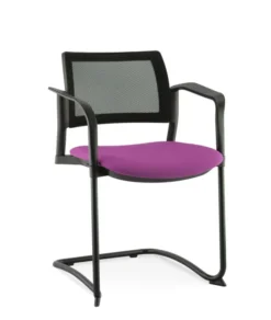 Fauteuil de réunion luge Kyos - assise tissu - dossier résille - piétement époxy - lot de 2