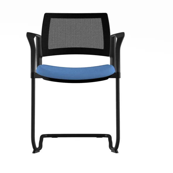 Fauteuil de réunion luge Kyos - assise tissu - dossier résille - piétement époxy - lot de 2