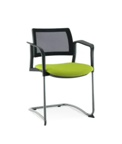 Fauteuil de réunion luge Kyos - assise tissu - dossier résille - piétement époxy - lot de 2