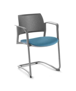 Fauteuil de réunion luge Kyos - assise textile enduit grainé - dossier polypropylène - piétement époxy - lot de 2