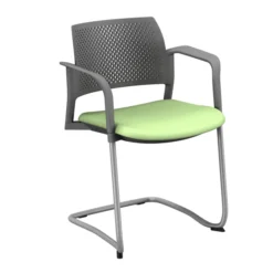 Fauteuil de réunion luge Kyos - assise textile enduit grainé - dossier polypropylène - piétement époxy - lot de 2