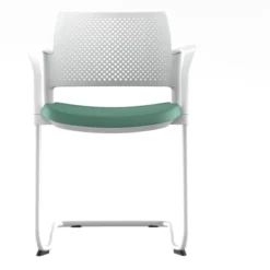 Fauteuil de réunion luge Kyos - assise textile enduit grainé - dossier polypropylène - piétement époxy - lot de 2