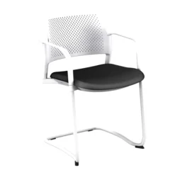 Fauteuil de réunion luge Kyos - assise textile enduit grainé - dossier polypropylène - piétement époxy - lot de 2