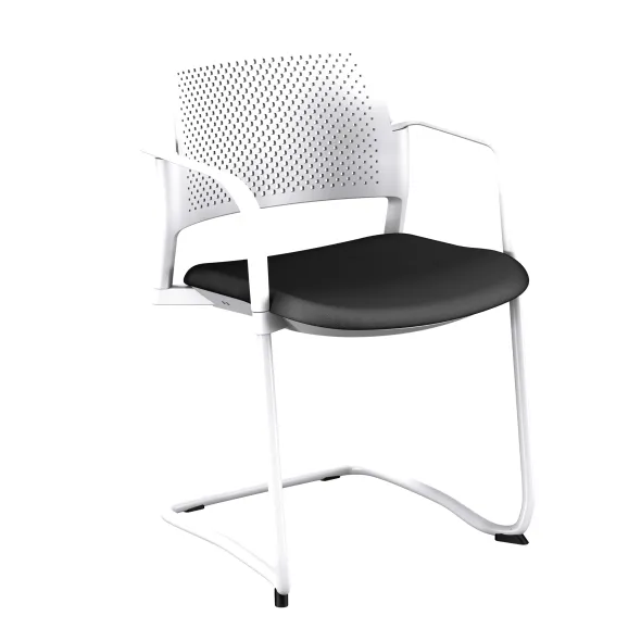Fauteuil de réunion luge Kyos - assise textile enduit grainé - dossier polypropylène - piétement époxy - lot de 2