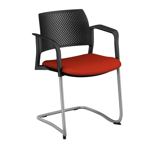 Fauteuil de réunion luge Kyos - assise textile enduit grainé - dossier polypropylène - piétement époxy - lot de 2
