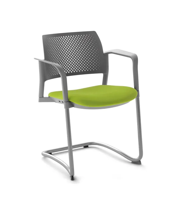 Fauteuil de réunion luge Kyos - assise tissu - dossier polypropylène - piétement époxy - lot de 2