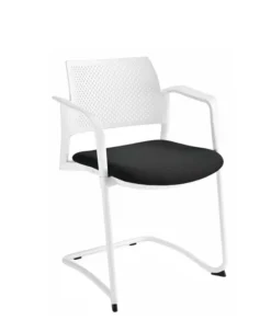 Fauteuil de réunion luge Kyos - assise tissu - dossier polypropylène - piétement époxy - lot de 2