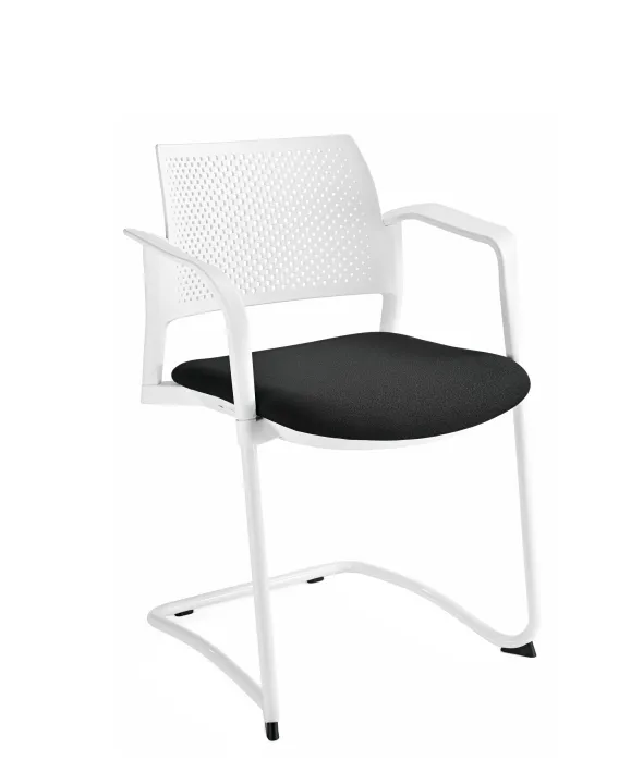 Fauteuil de réunion luge Kyos - assise tissu - dossier polypropylène - piétement époxy - lot de 2