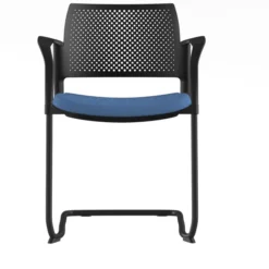 Fauteuil de réunion luge Kyos - assise tissu - dossier polypropylène - piétement époxy - lot de 2