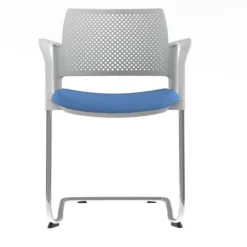 Fauteuil de réunion luge Kyos - assise tissu - dossier polypropylène - piétement chrome - lot de 2