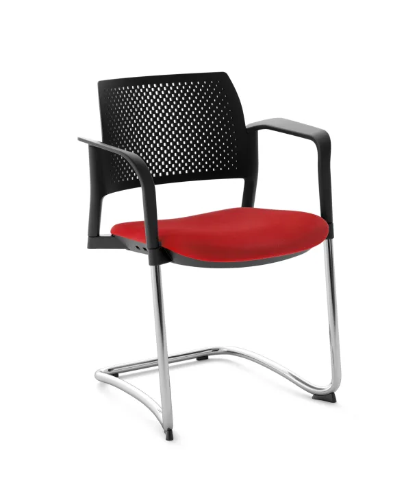 Fauteuil de réunion luge Kyos - assise tissu - dossier polypropylène - piétement chrome - lot de 2