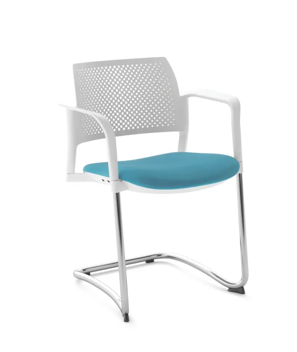 Fauteuil de réunion luge Kyos - assise tissu - dossier polypropylène - piétement chrome - lot de 2