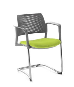 Fauteuil de réunion luge Kyos - assise tissu - dossier polypropylène - piétement chrome - lot de 2