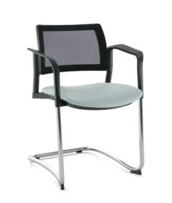 Fauteuil de réunion luge Kyos - assise textile enduit grainé - dossier résille - piétement chrome - lot de 2