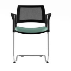 Fauteuil de réunion luge Kyos - assise textile enduit grainé - dossier résille - piétement chrome - lot de 2