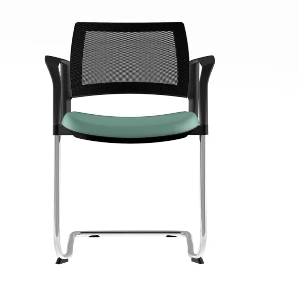 Fauteuil de réunion luge Kyos - assise textile enduit grainé - dossier résille - piétement chrome - lot de 2