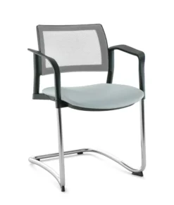 Fauteuil de réunion luge Kyos - assise textile enduit grainé - dossier résille - piétement chrome - lot de 2