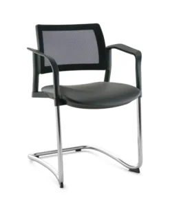 Fauteuil de réunion luge Kyos - assise textile enduit grainé - dossier résille - piétement chrome - lot de 2