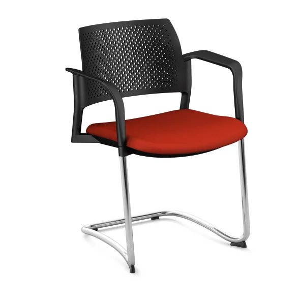 Fauteuil de réunion luge Kyos - assise textile enduit grainé - dossier polypropylène - piétement chrome - lot de 2