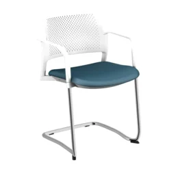 Fauteuil de réunion luge Kyos - assise textile enduit grainé - dossier polypropylène - piétement chrome - lot de 2