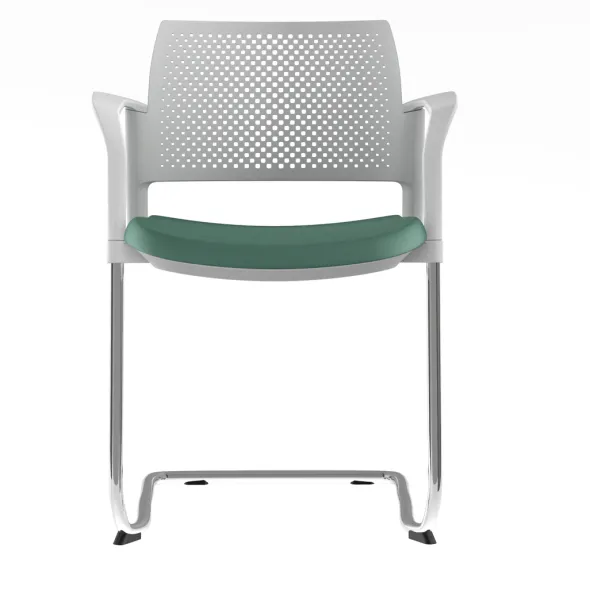Fauteuil de réunion luge Kyos - assise textile enduit grainé - dossier polypropylène - piétement chrome - lot de 2
