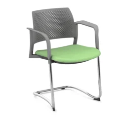 Fauteuil de réunion luge Kyos - assise textile enduit grainé - dossier polypropylène - piétement chrome - lot de 2
