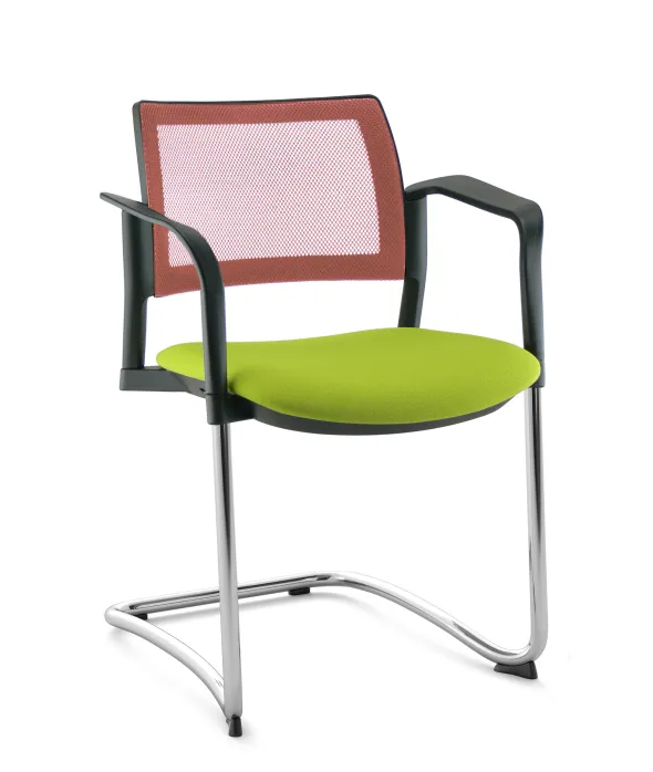 Fauteuil de réunion luge Kyos - assise tissu - dossier résille - piétement chrome - lot de 2