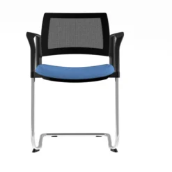 Fauteuil de réunion luge Kyos - assise tissu - dossier résille - piétement chrome - lot de 2