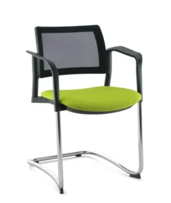 Fauteuil de réunion luge Kyos - assise tissu - dossier résille - piétement chrome - lot de 2