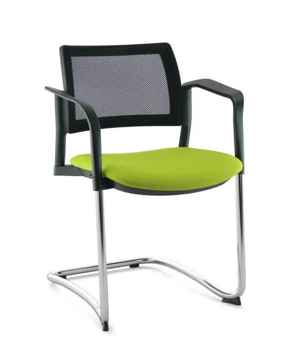 Fauteuil de réunion luge Kyos - assise tissu - dossier résille - piétement chrome - lot de 2
