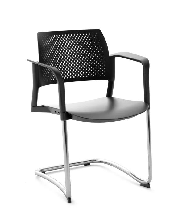 Fauteuil de réunion luge Kyos - polypropylène - piétement chrome - lot de 2