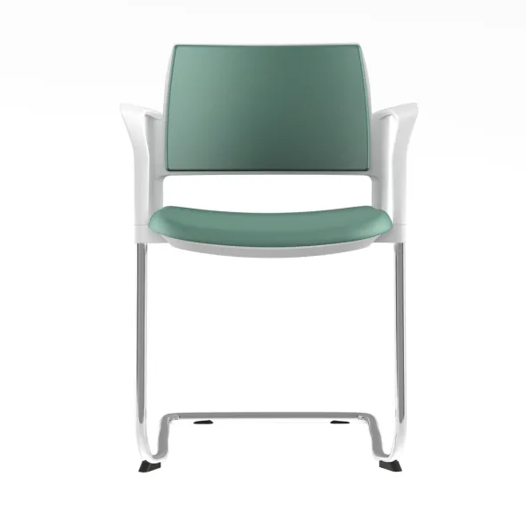 Fauteuil de réunion luge Kyos - textile enduit grainé - piétement chrome - lot de 2