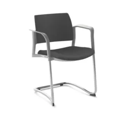 Fauteuil de réunion luge Kyos - textile enduit grainé - piétement chrome - lot de 2